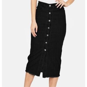 Black Label Midi Distressed Denim Skirt